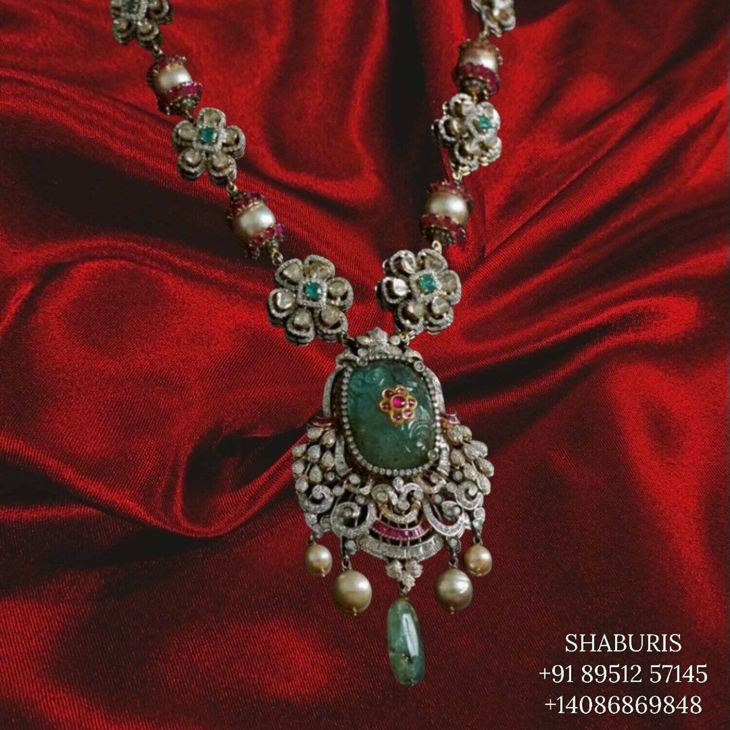 Pure Silver jewelry Indian ,Moisanite pendant,Pearl Necklace,Indian Polki Diamond ,Indian gold Jewelry designs moissanite jewelry-SHABURIS
