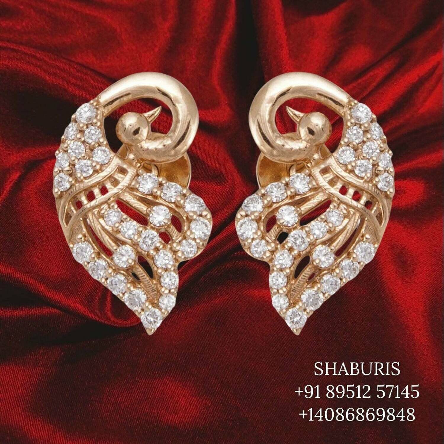 Diamond earrings indian,South Indian jewelry,Pure silver diamond earrings ,swarovski jewelry sets,Indian gold Jewelry -SHABURIS