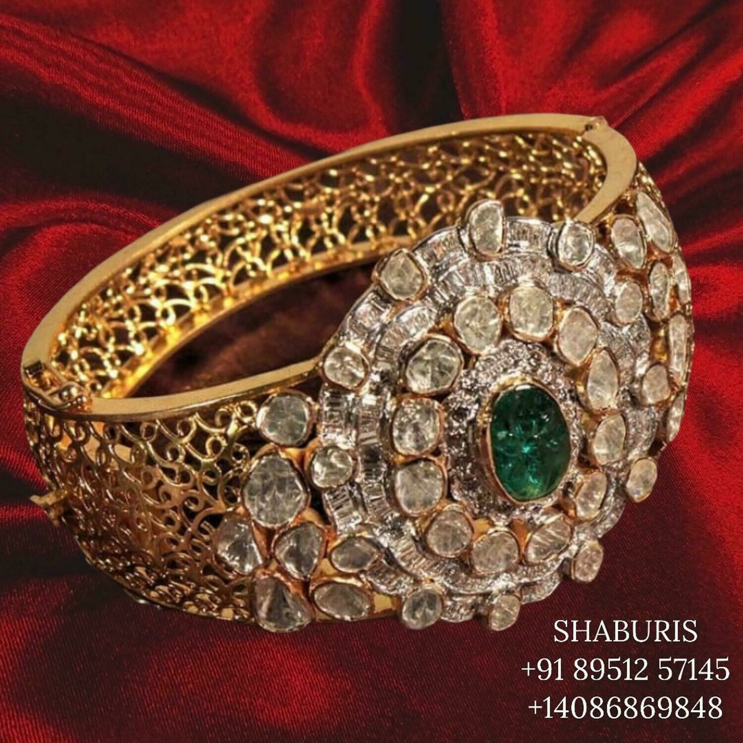 Polki bangle Pure Silver jewelry Indian ,diamond bangles ,Indian gold jewelry designs diamond jewelry look a like - SHABURIS