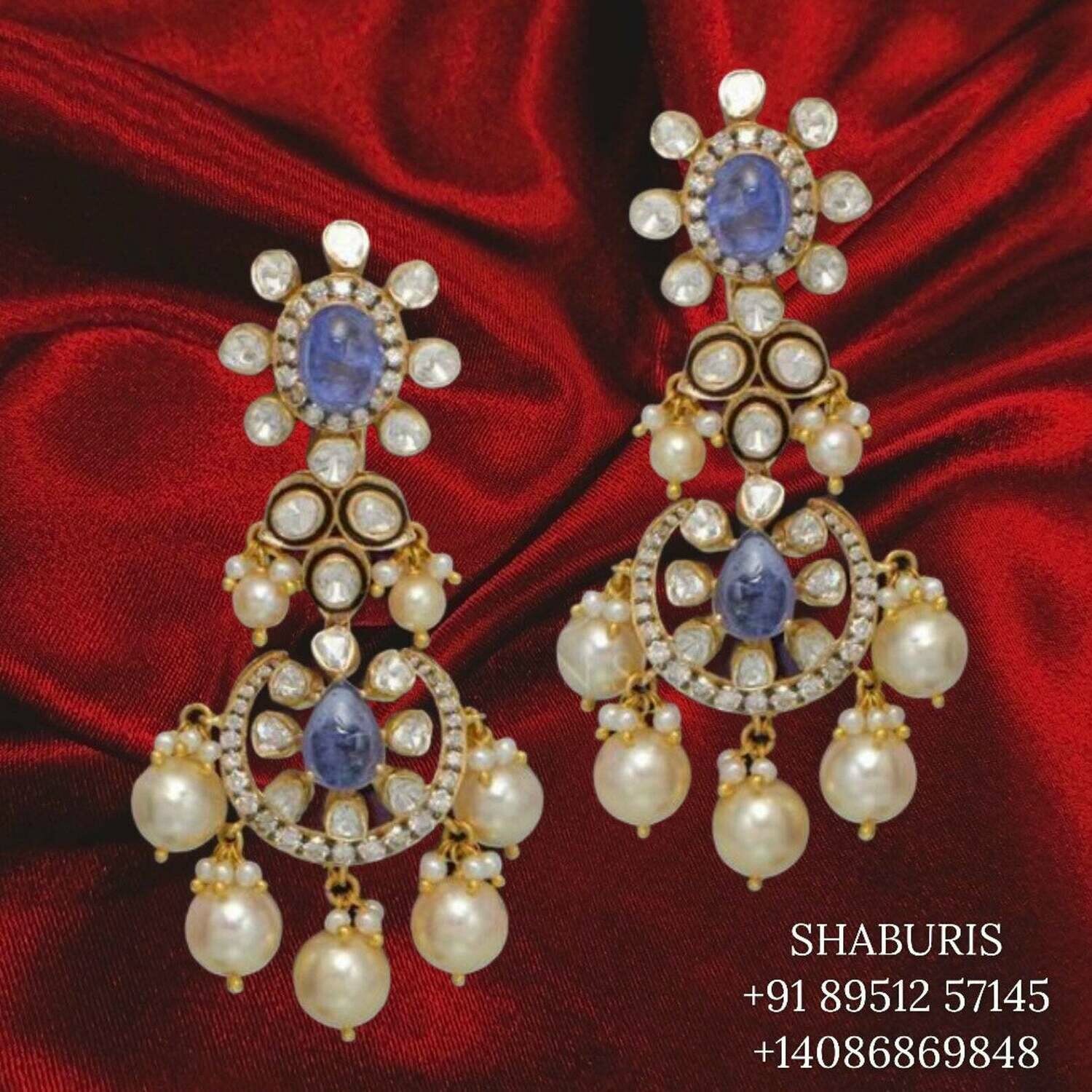 Polki jhumka Pure Silver jewelry Indian ,diamond jhumka ,Indian gold jewelry designs diamond jewelry look a like - SHABURIS