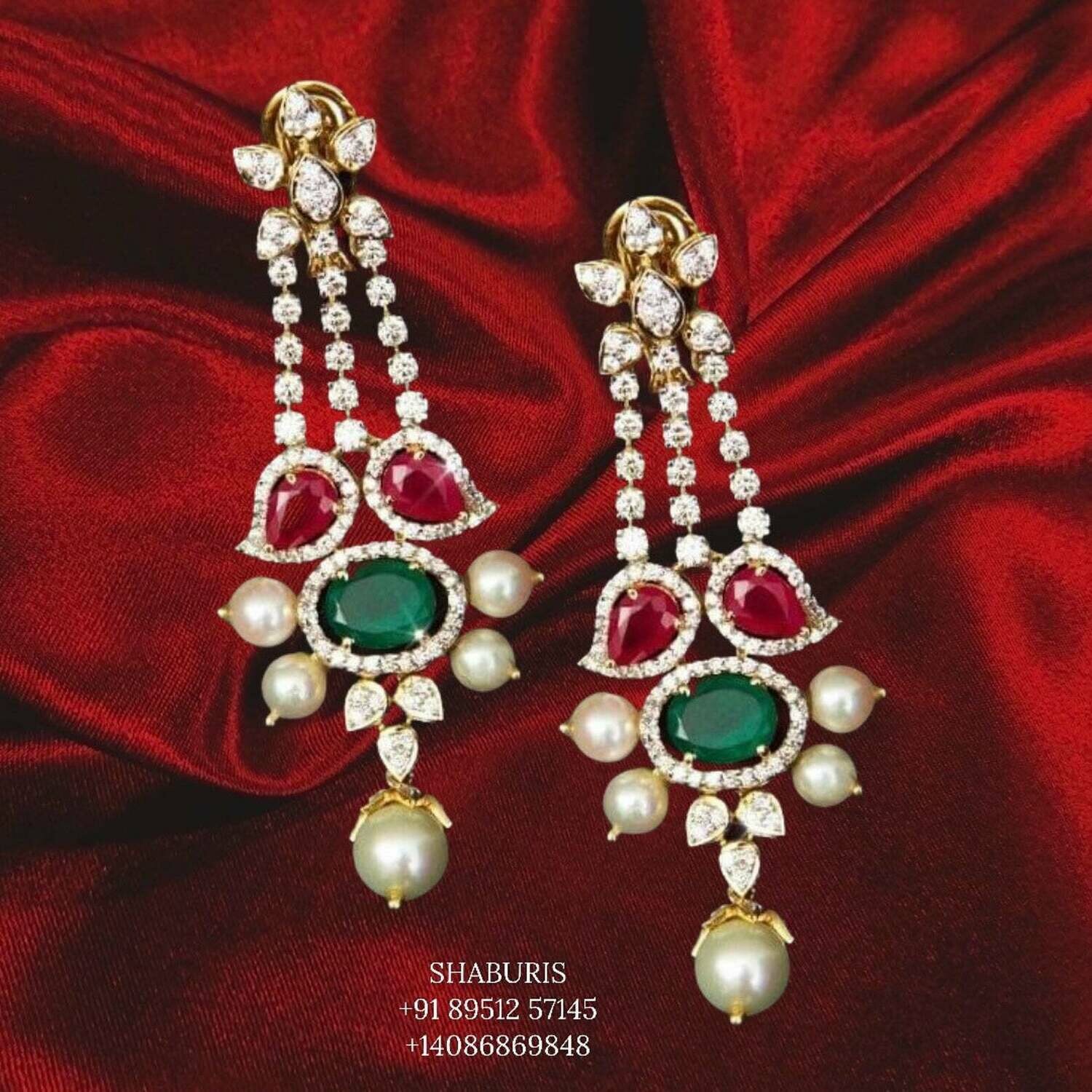 Diamond jhumka Pure Silver jewelry Indian ,diamond earrings ,Indian gold jewelry designs diamond jewelry look a like - SHABURIS