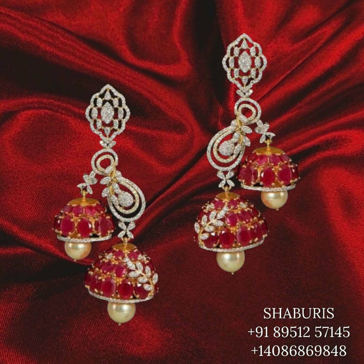 Polki jhumka Pure Silver jewelry Indian ,diamond jhumka ,Indian gold jewelry designs diamond jewelry look a like - SHABURIS