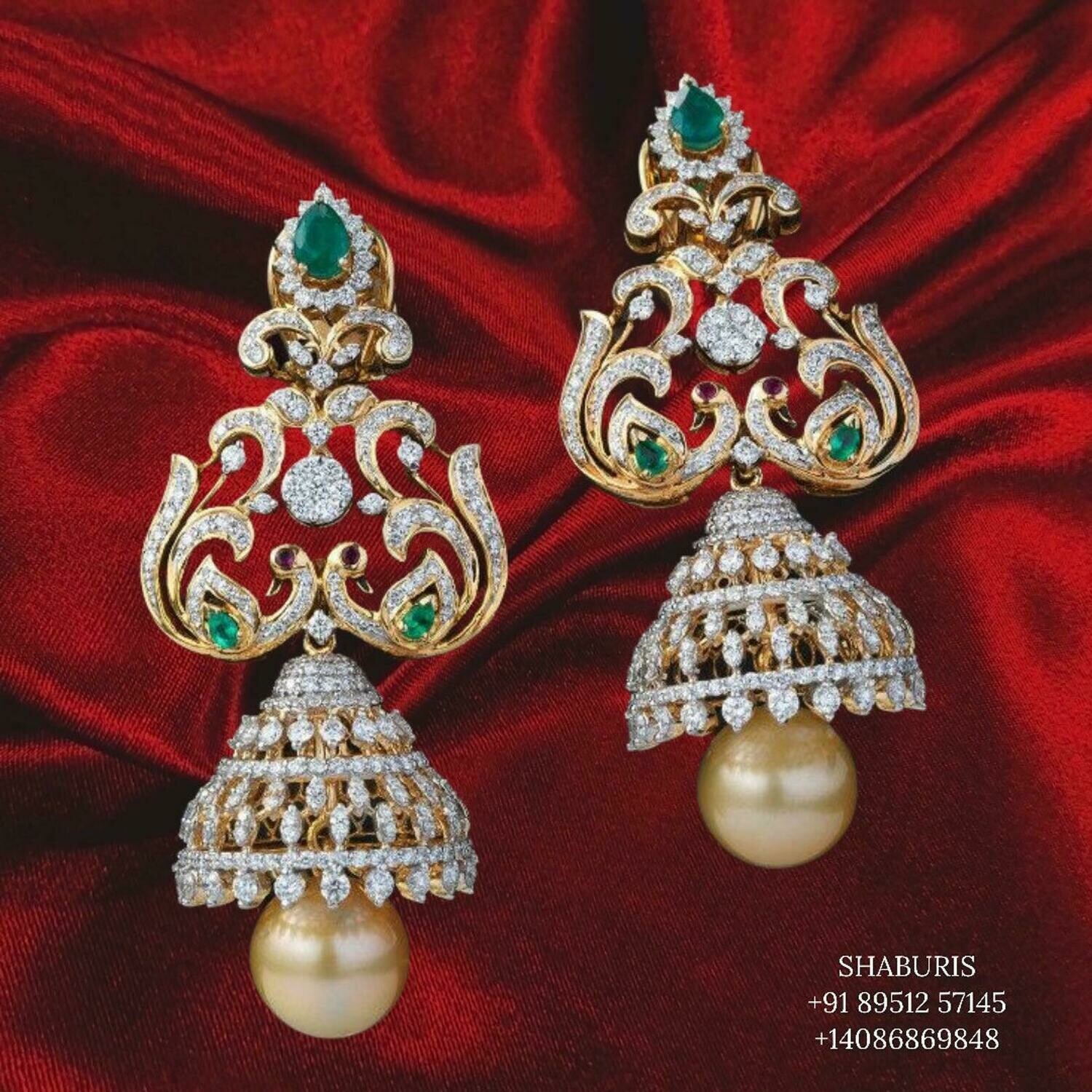 Jhumkas,Jhumki,Latest Indian Jewelry,South Indian Jewelry,Pure silver Jhumkas Indian,Indian Earrings,Indian Wedding Jewelry -NIHIRA-SHABURIS
