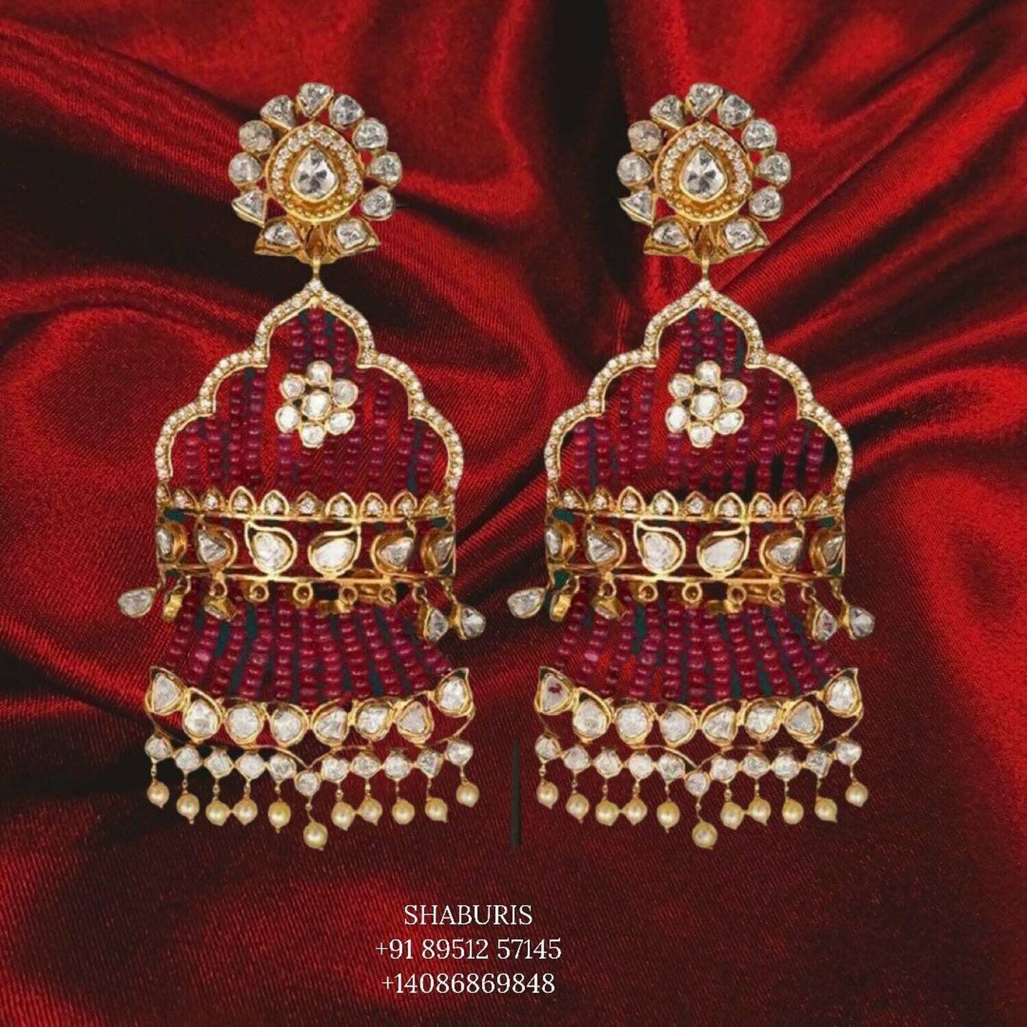 Latest Indian Jewelry,Pure Silver Jewellery Indian ,tassel earrings,polki jewelry,Indian Bridal,Indian Wedding Jewelry-NIHIRA-SHABURIS