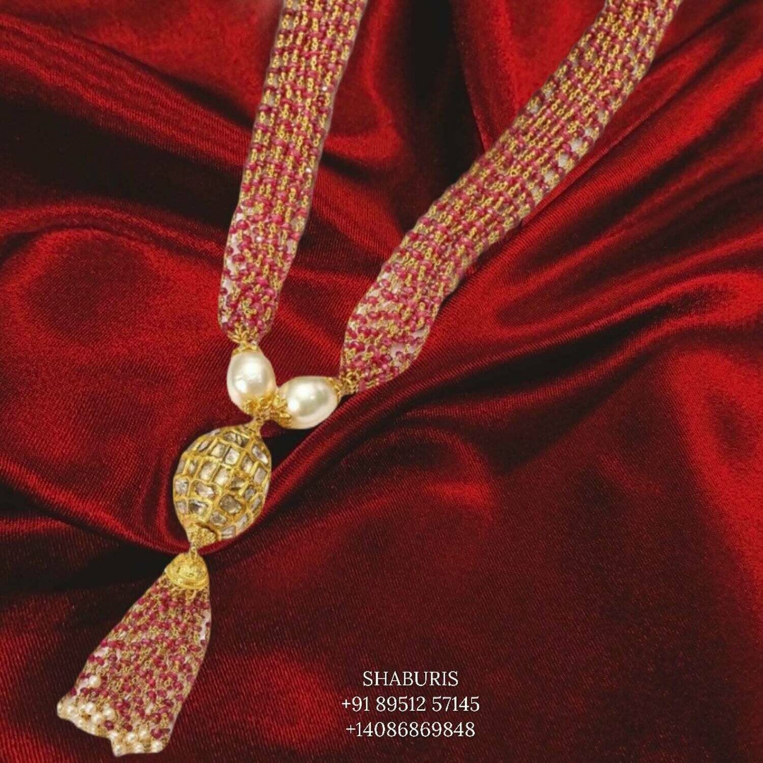 Latest Indian Jewelry,South Indian Jewellery,Pure silver diamond jewelry,ruby mala,Indian Wedding Jewelry -NIHIRA-SHABURIS