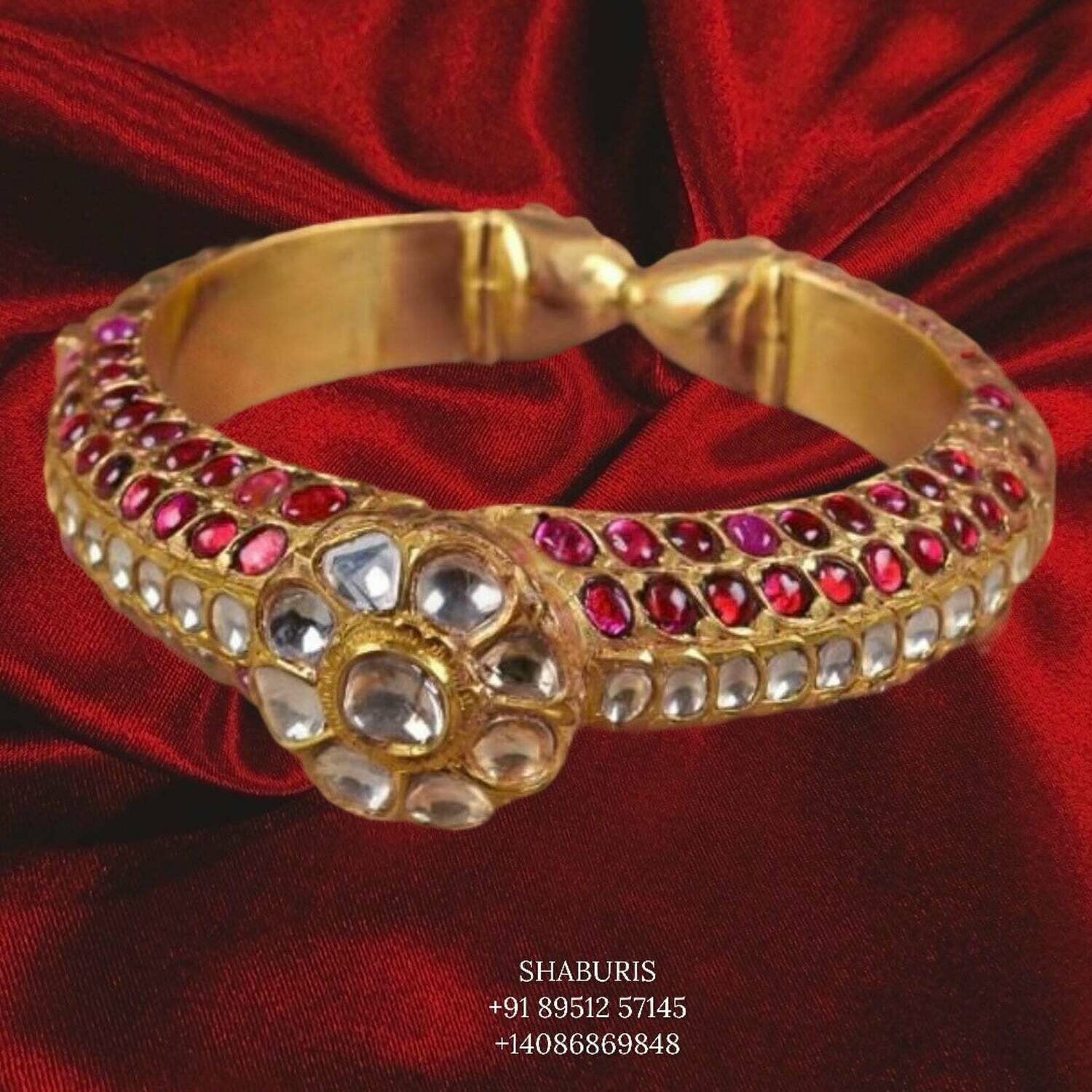 Latest Indian Jewelry,South Indian Jewellery,Pure silver kundan bangle,polki bangle,Indian Wedding Jewelry -NIHIRA-SHABURIS