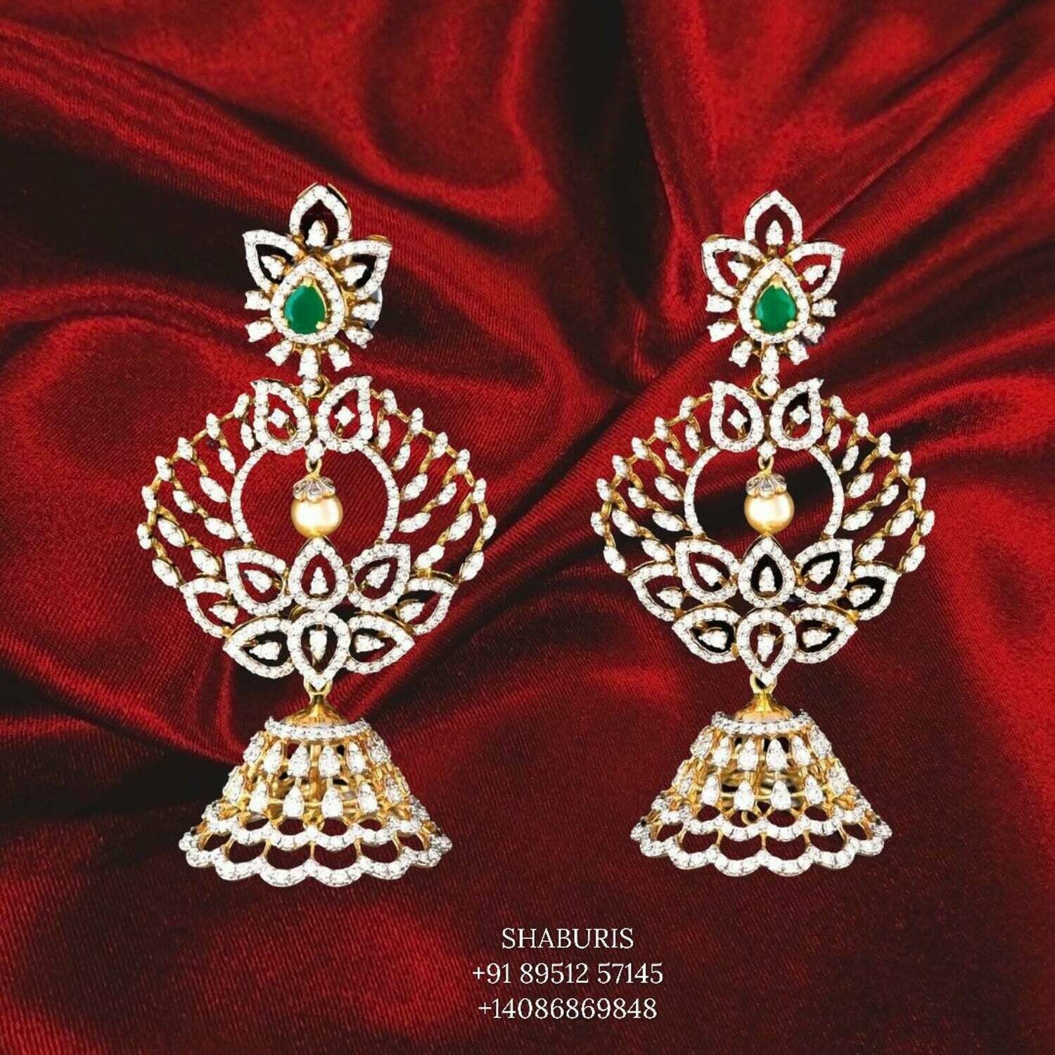 Latest Indian Jewelry,South Indian Jewelry,Pure silver Jhumkas Indian,Indian Earrings,Indian Wedding Jewelry -NIHIRA-SHABURIS
