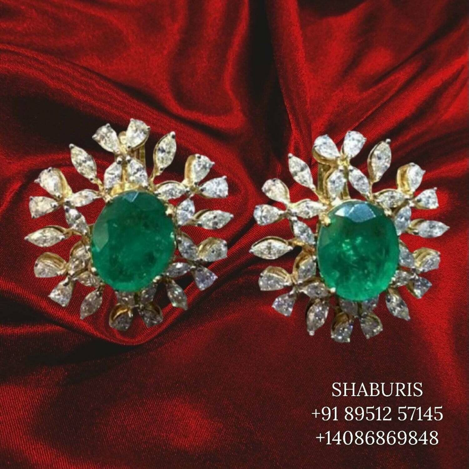 Latest Indian Jewelry,South Indian Jewellery,Pure silver diamond jhumka,South Indian Jewelry designs -SHABURIS