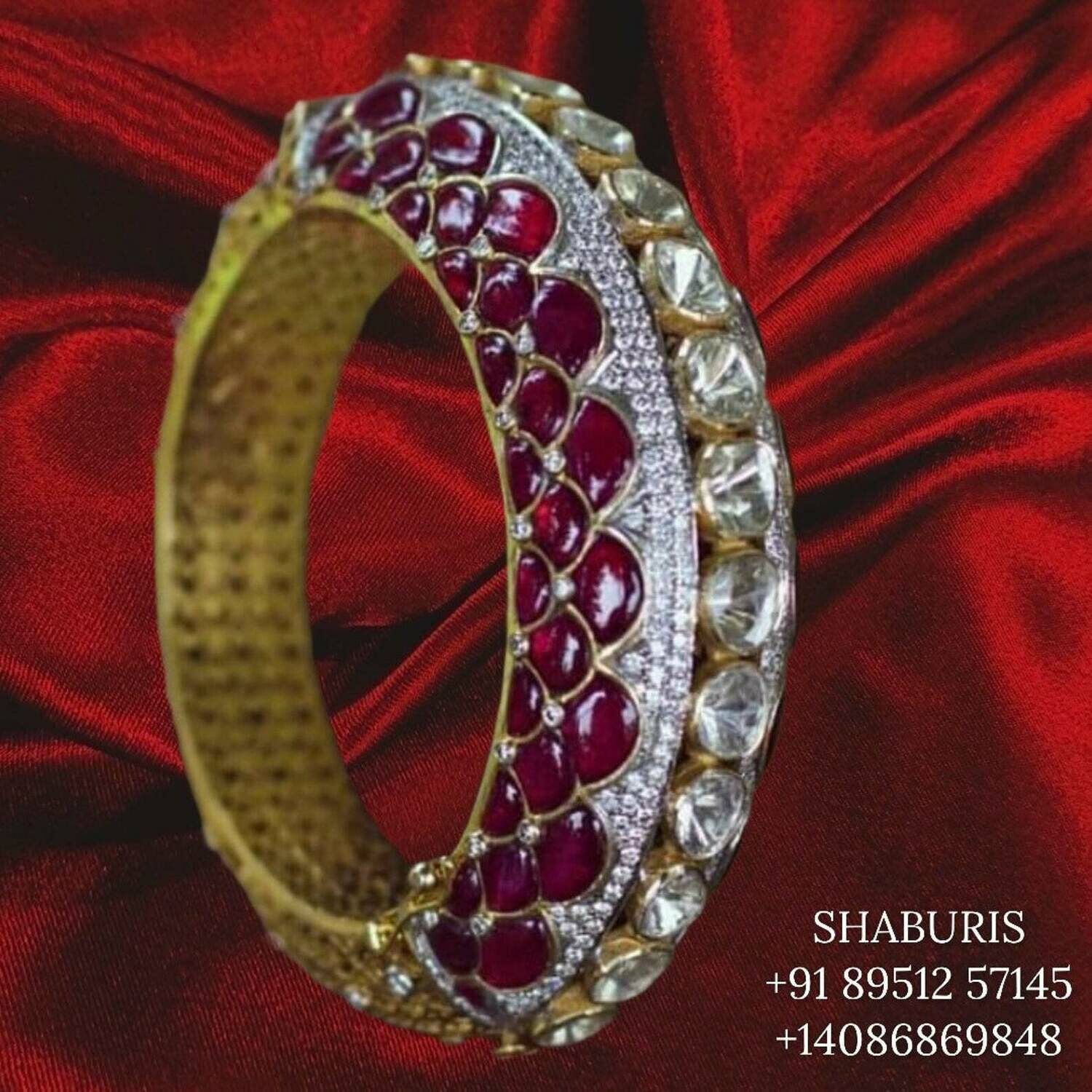 Polki bangle Pure Silver jewelry Indian ,diamond bangles ,Indian gold jewelry designs diamond jewelry look a like - SHABURIS