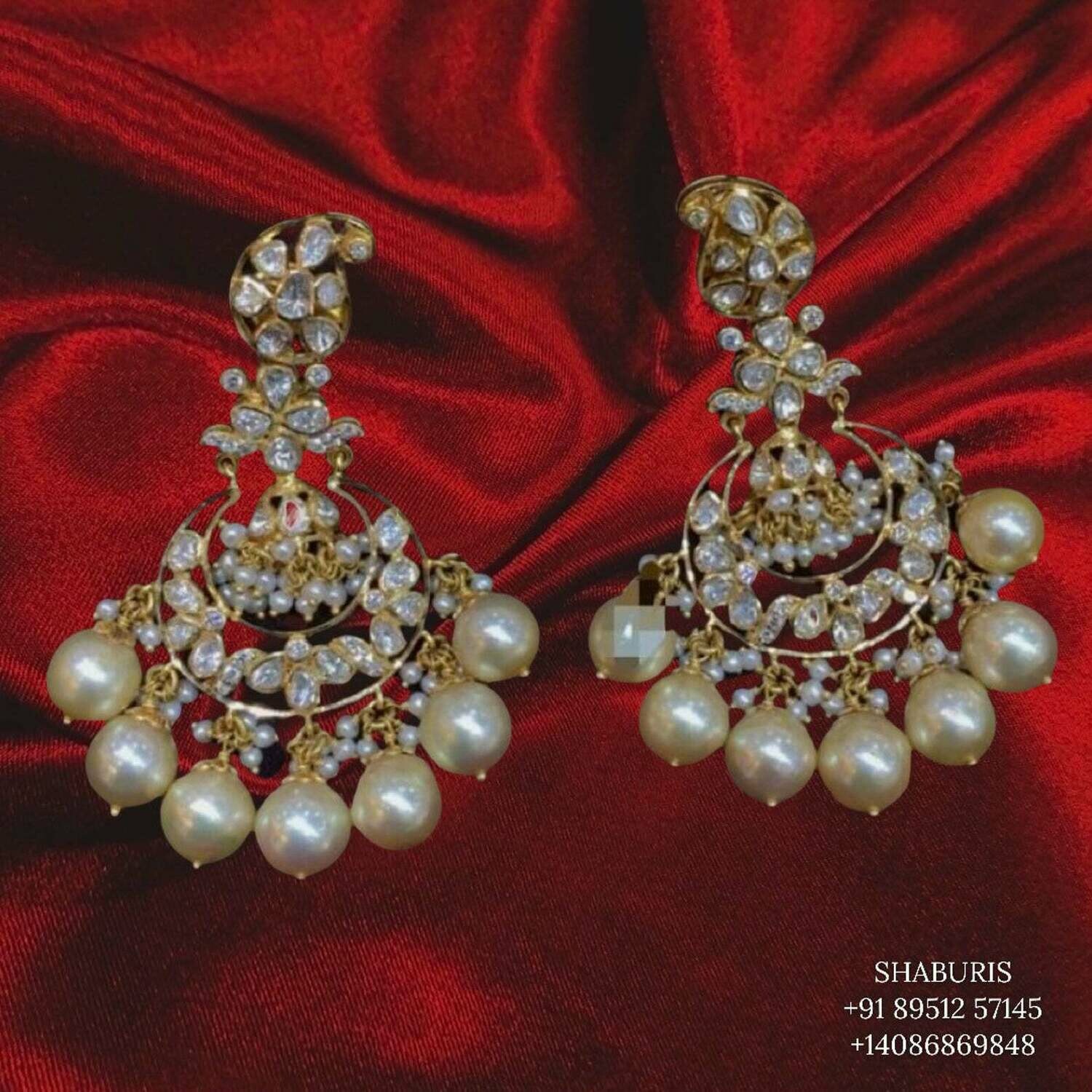 Polki necklace,diamond jewelry,pure silver jewelry, lyte weight earrings gold jewelry designs diamond earrings