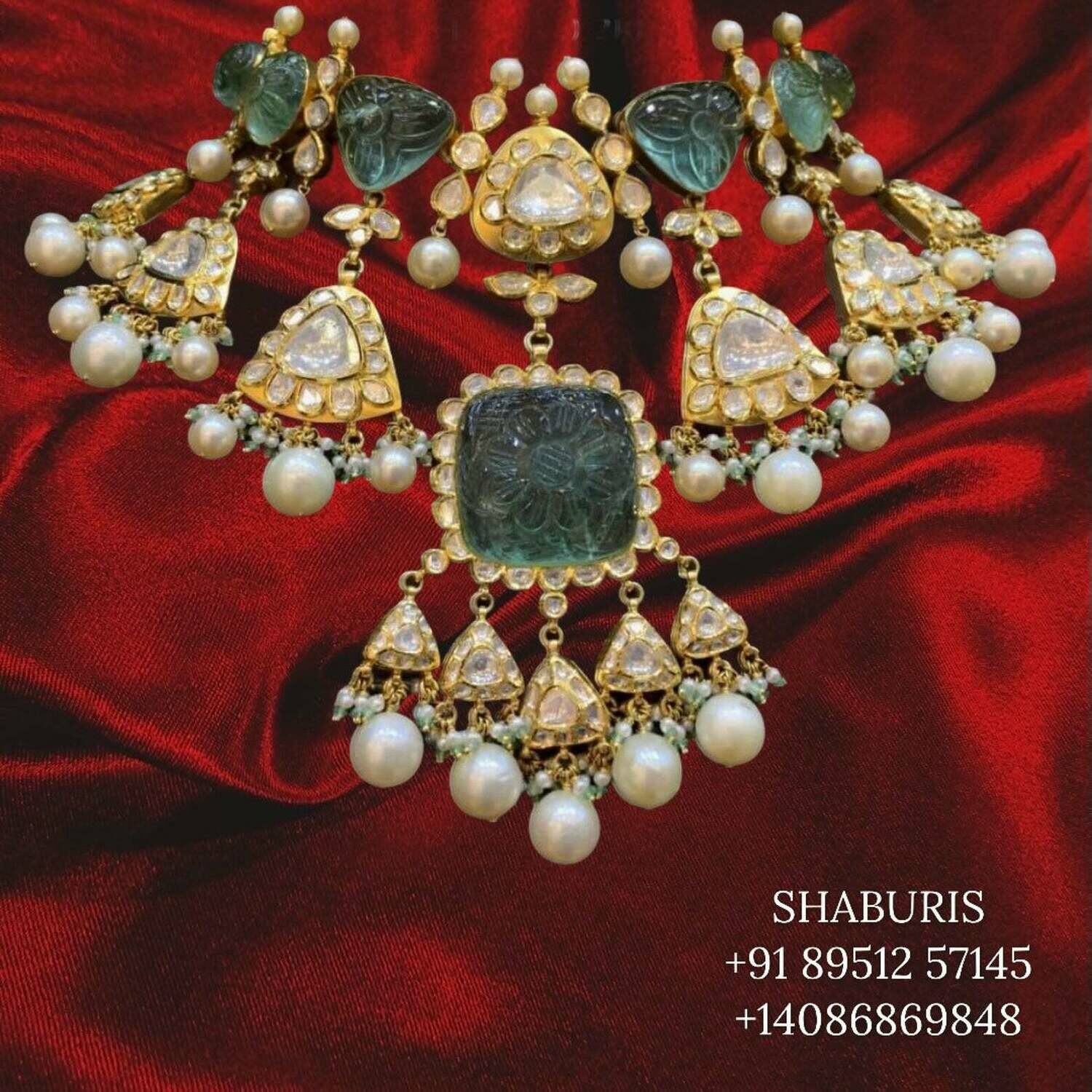 Polki diamond moissanites polki necklace south indian jewelry gold jewelry diamond necklace diamond jewelry - SHABURIS