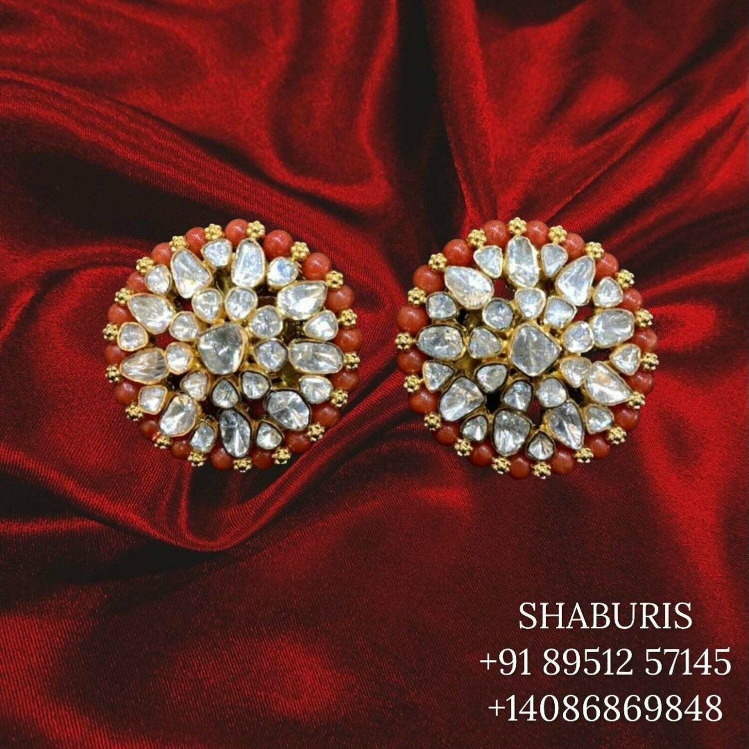 Latest Indian Jewelry,Pure Silver Jewellery Indian ,coral studs,indian jewelry,Indian Bridal,Indian Wedding Jewelry-NIHIRA-SHABURIS