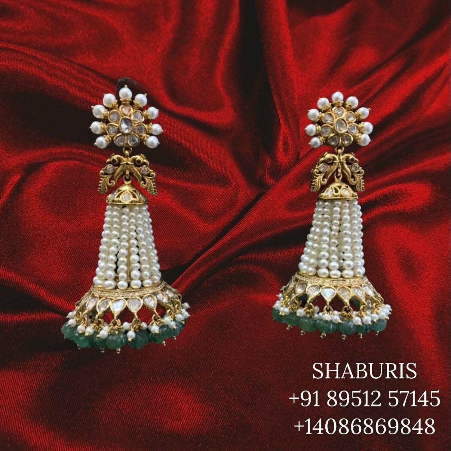 Diamond hanging earrings, diamond jhumka ear ring,Pure silver south indian jewelry 925 silver jewelry indian lyte weight jewelry-SHABURIS