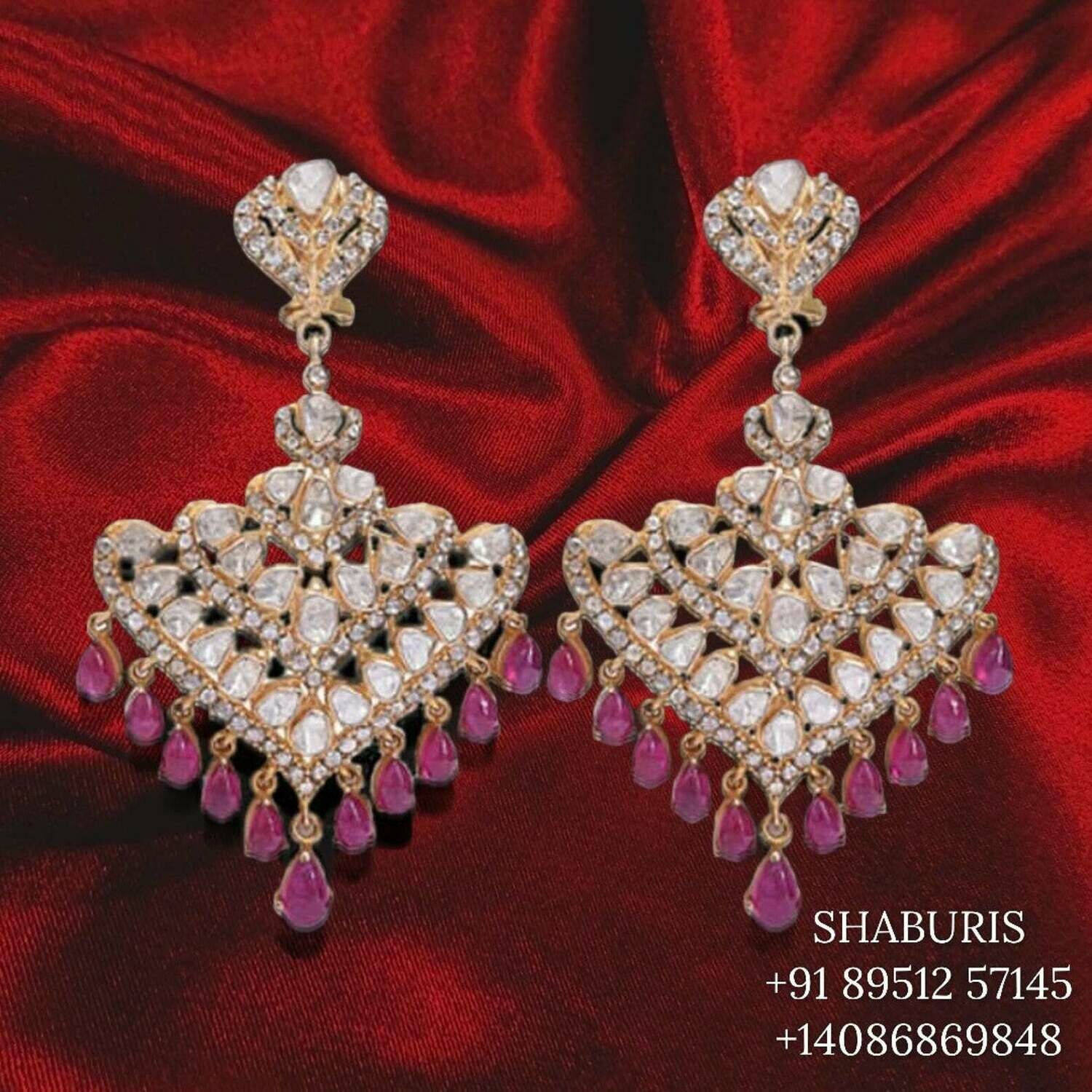 Polki jhumkas Pure Silver jewelry Indian ,diamond earrings ,Indian gold jewelry designs diamond jewelry look a like - SHABURIS