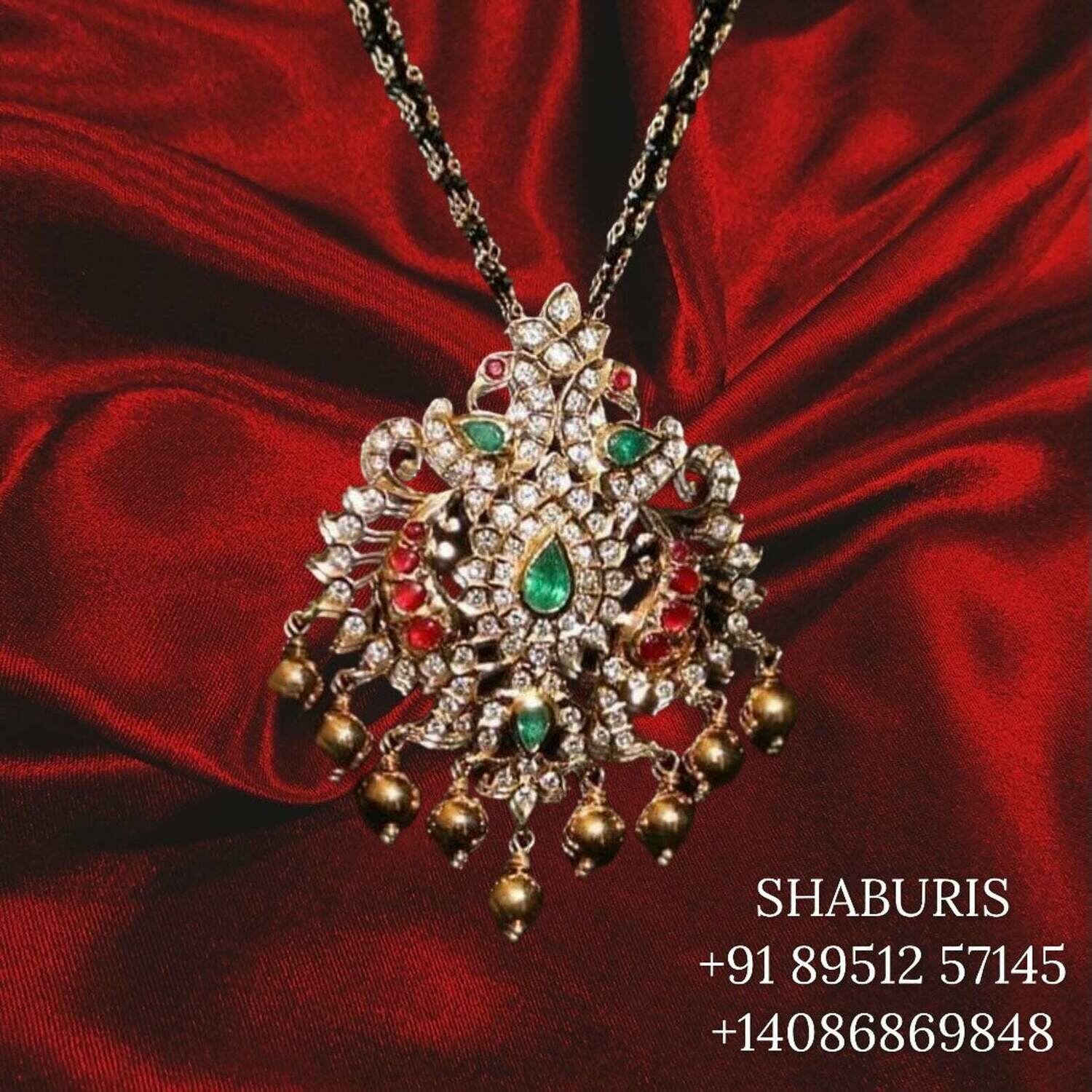 Diamond mangalsutra Pure Silver jewelry Indian ,diamond Necklace,Indian Necklace,Indian Bridal,Indian Wedding Jewelry-NIHIRA-SHABURIS