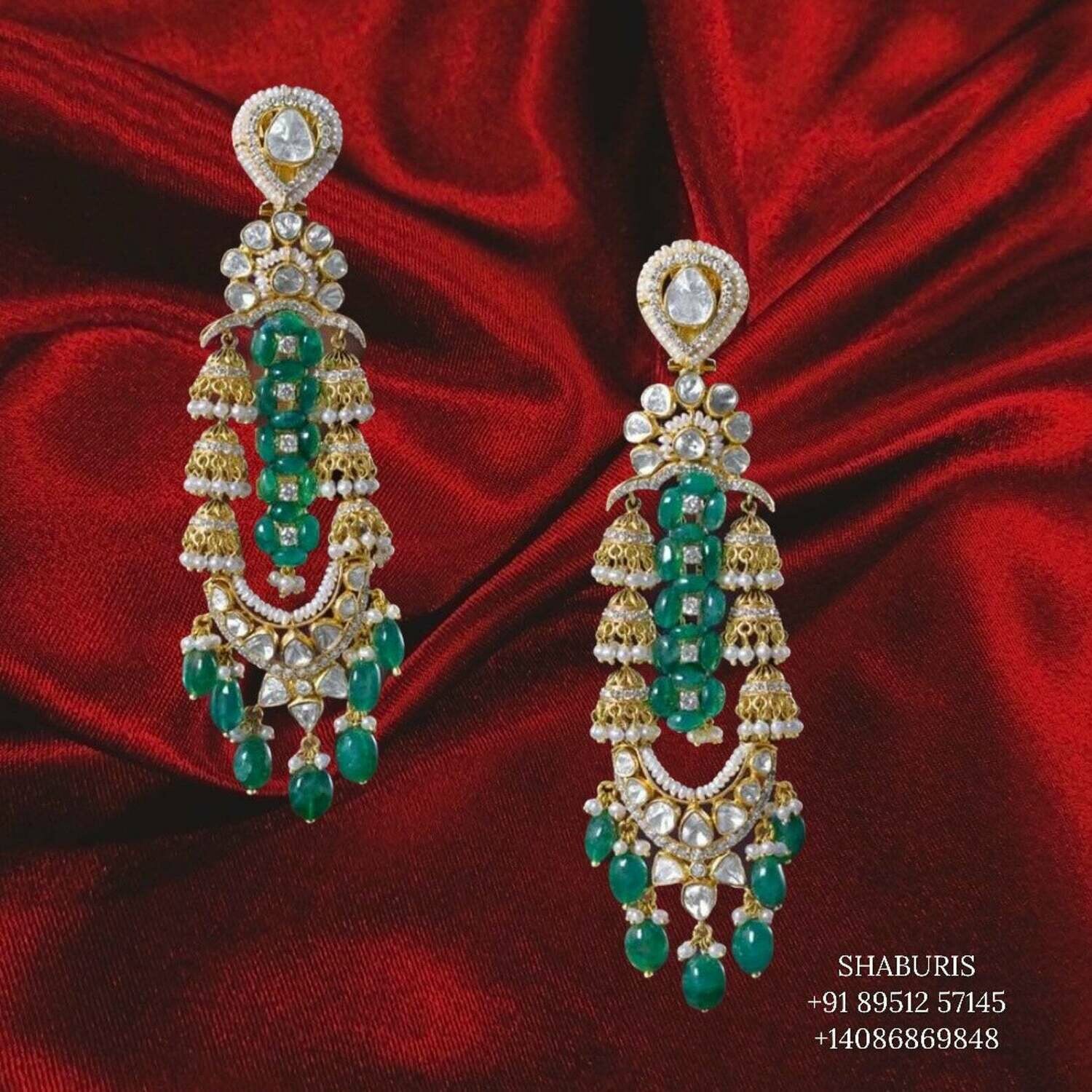Polki jhumka,polki diamond jhumka,Pure silver jhumka ,gold jewelry ,diamond jewelry designs -SHABURIS