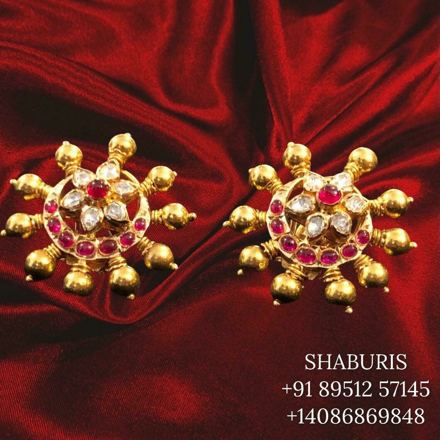 Pure Silver Jewellery Indian,Big Indian Studs,Moissanite Studs,Indian Bridal,Indian Wedding Jewelry,pure Silver jewelry-NIHIRA-SHABURIS