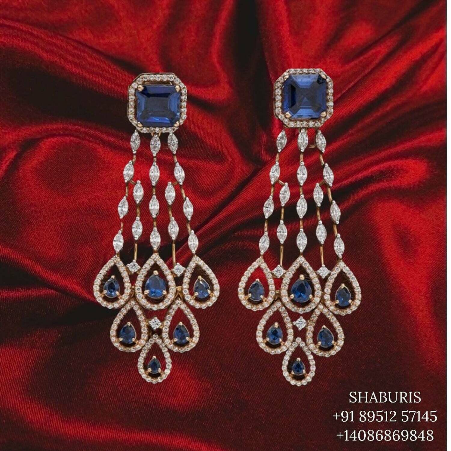 Diamond jhumka emerald jhumka silver jewelry jewelry sets indian jewelry party wear jewelry danglers tanzanite SHABURIS