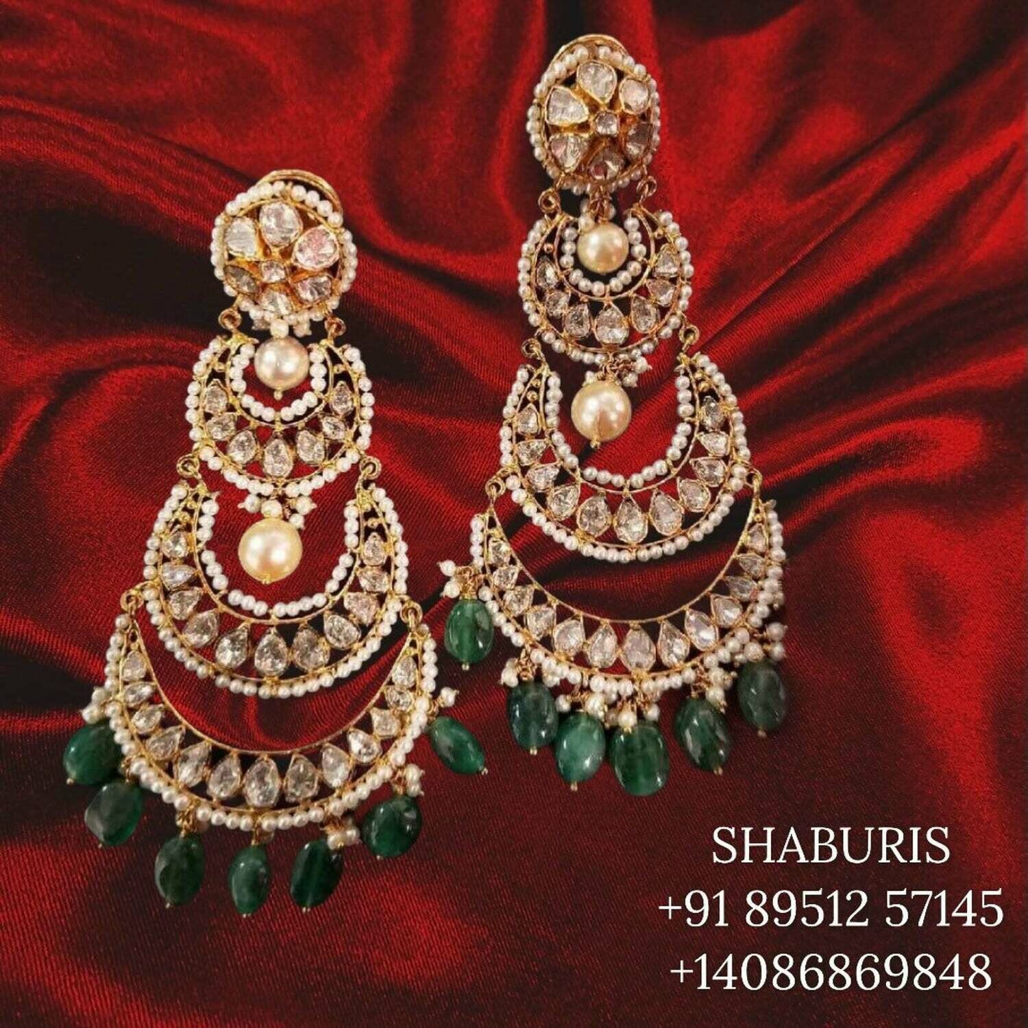 Diamond hanging earrings, diamond jhumka ear ring,Pure silver south indian jewelry 925 silver jewelry indian lyte weight jewelry-SHABURIS