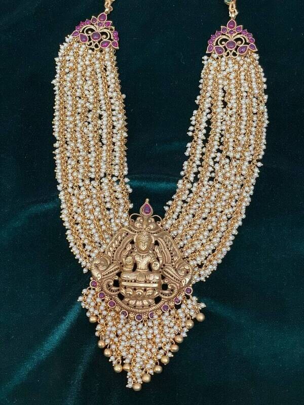 Lakshmi Necklace Temple Jewelry Guttapusalu Necklace