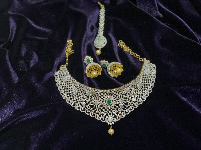 Diamond Necklace Indian wedding necklace Indian diamond necklace fashion jewelry