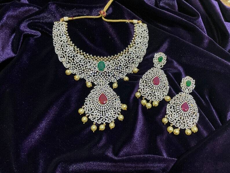 Diamond Necklace Indian wedding necklace Indian diamond necklace fashion jewelry