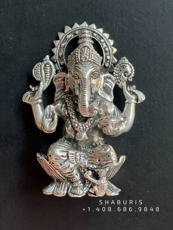 Pure Silver ganesha idol,silver God Idol,Indian Pooja Articles,silver articles indian,pooja samagri,Antique silver article