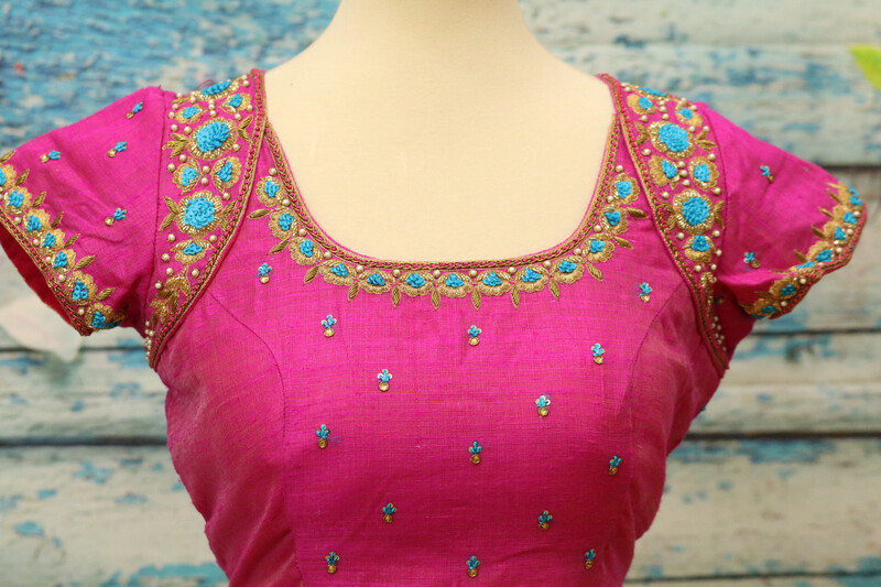 Maggam work designer blouse - Pattu Saree Blouse -Maggam work blouse - handloom Saree Blouse - Pink Blouse