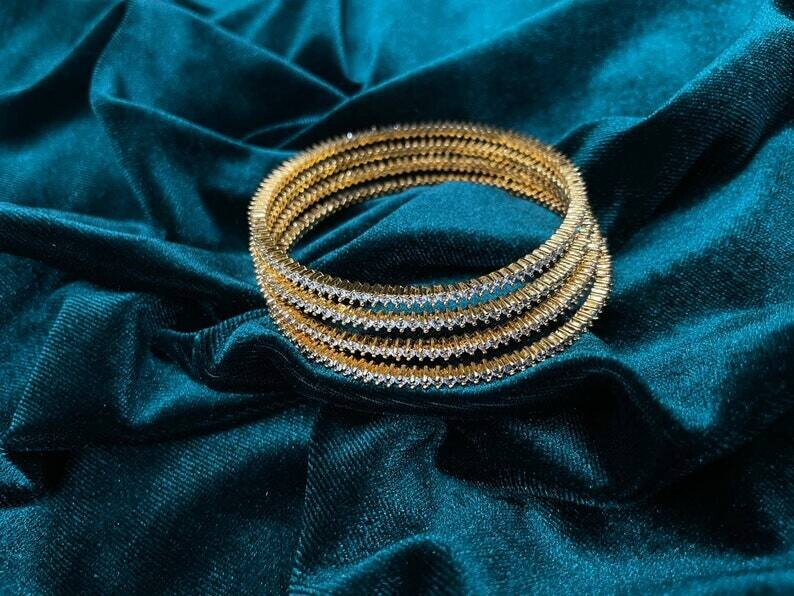 Diamond bangle,Gold Plated Jewellery Indian ,Artificial Jewellery,diamond bracelet ,Indian Wedding Jewelry-NIHIRA-SHABURIS