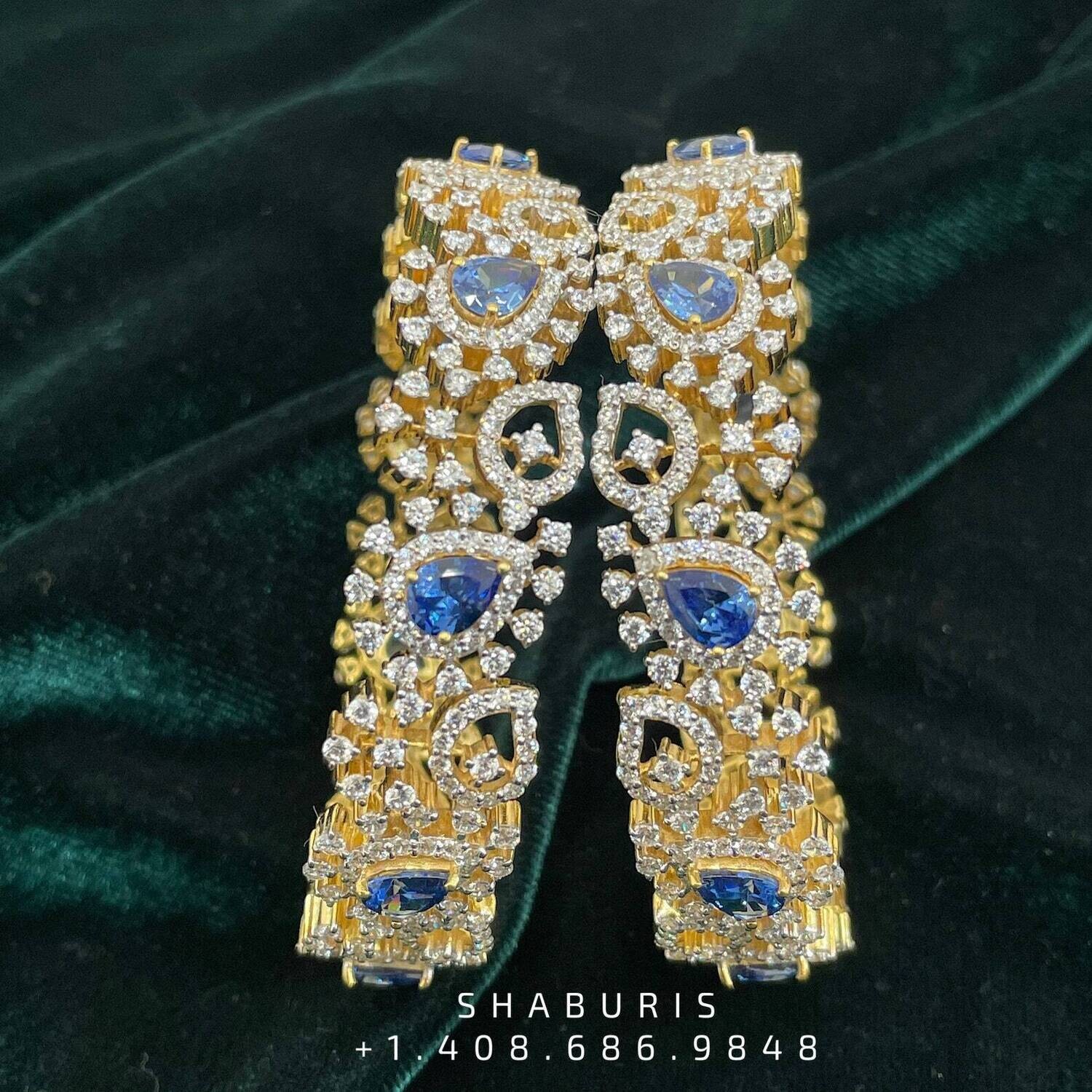 Diamond bangle indian,South Indian jewelry,Pure silver diamond bangles ,swarovski bangle,Indian bangles -NIHIRA-SHABURIS