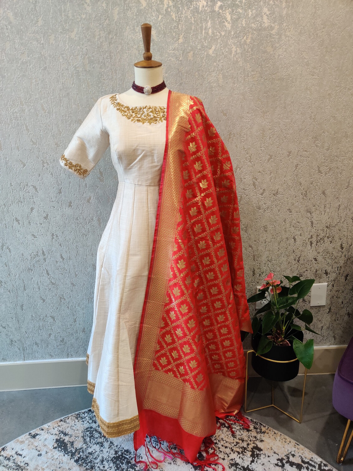 Rawsilk Designer Dress With Banarasi Duppatta