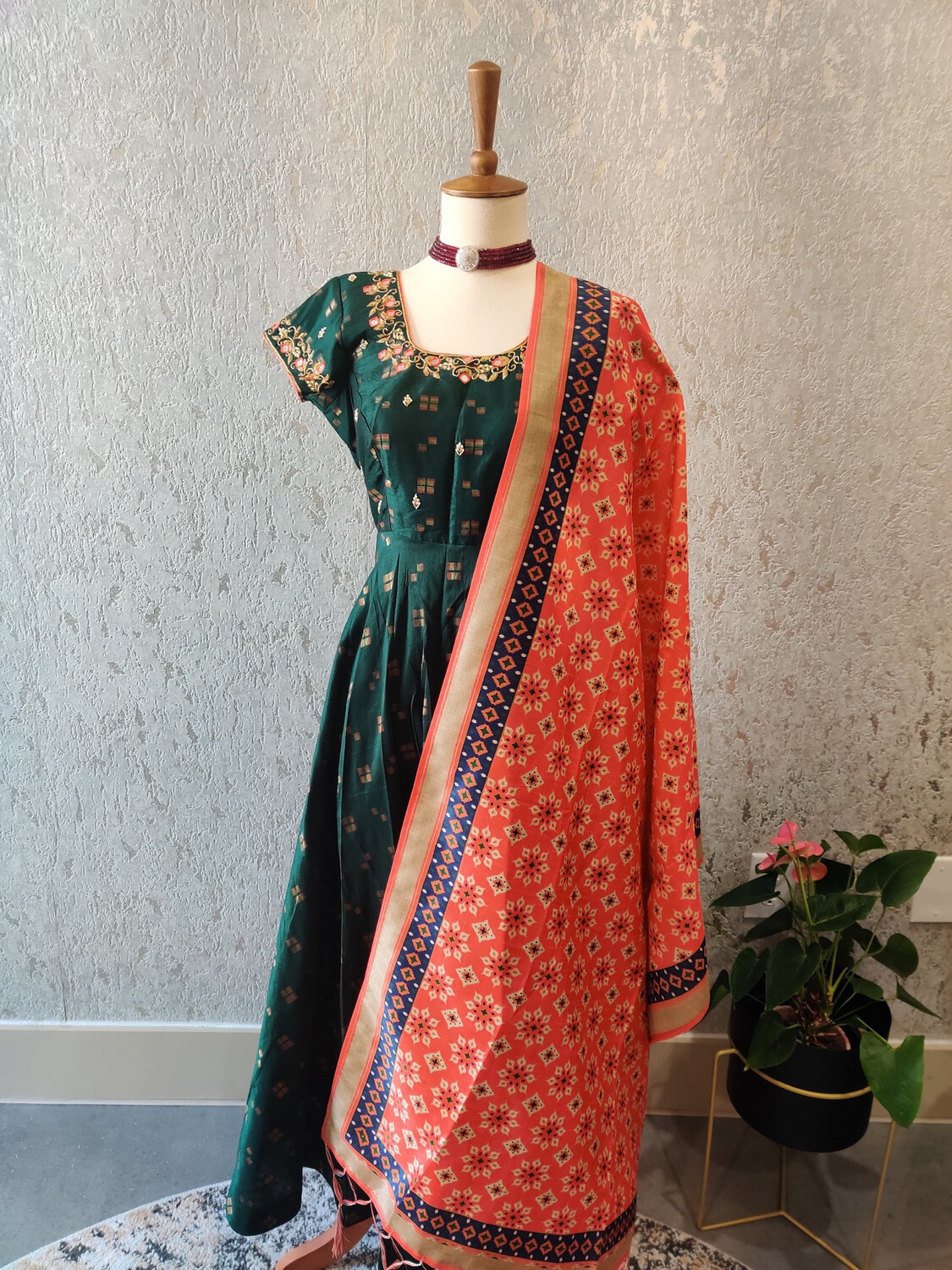 Chanderi Designer Dress With Duppatta