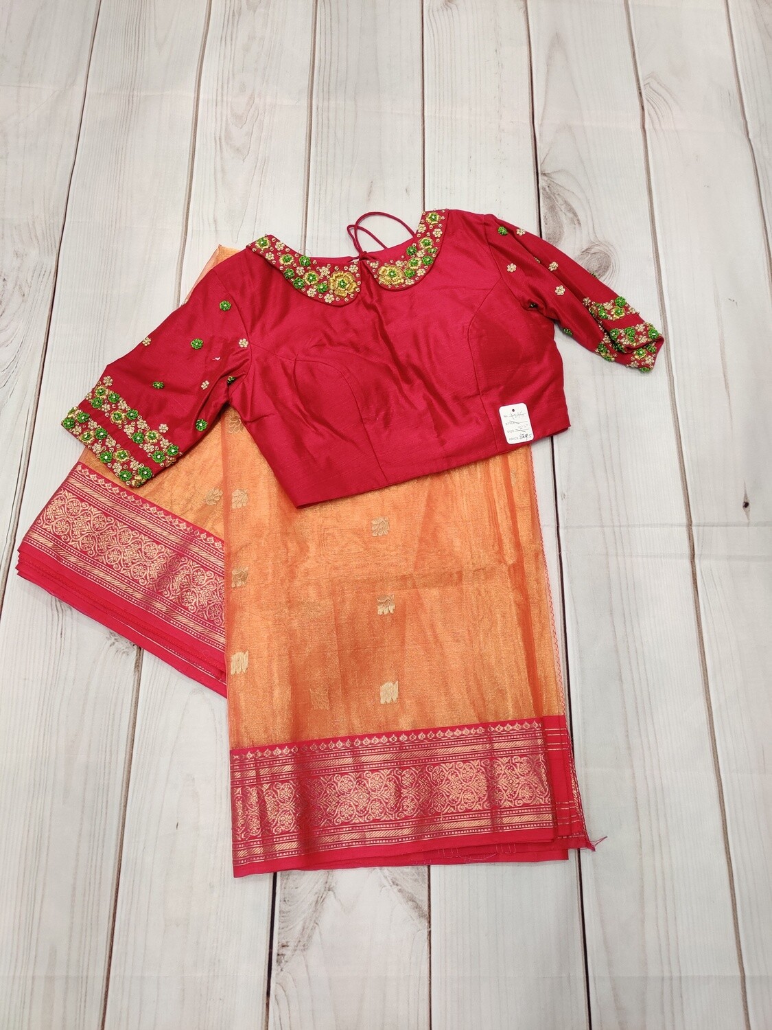 Banaras Kora Saree With Stitched Blouse