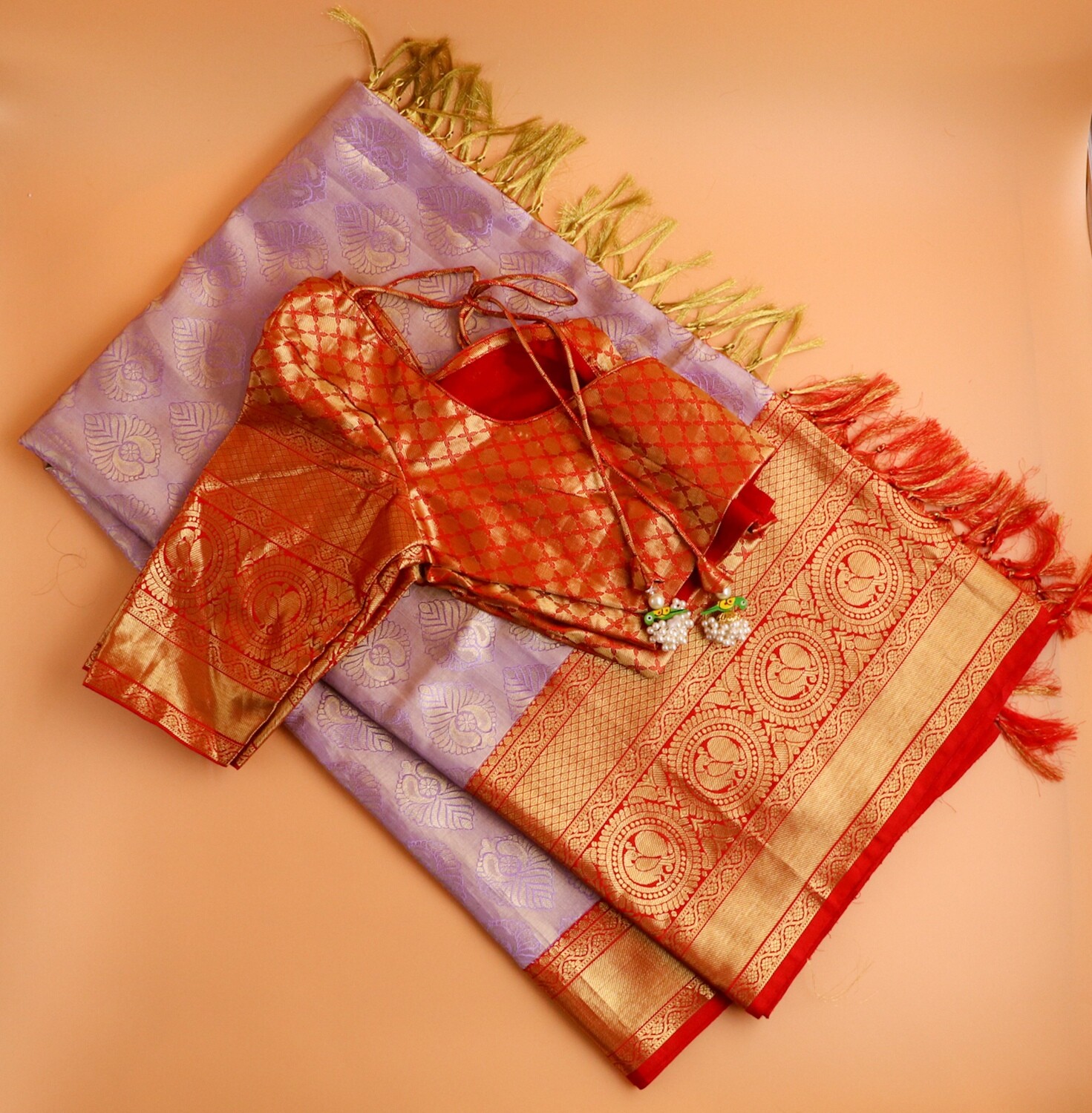 Kanchi pattu Saree Lilac color Silk Saree Pattu Saree Blue Saree With Stitched Blouse