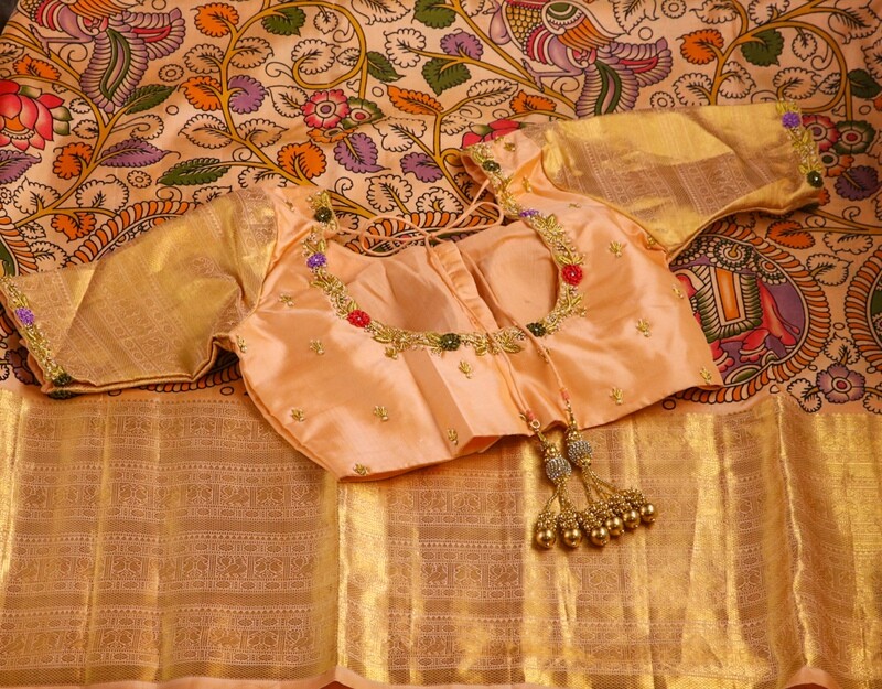 Kanchi Kalamkari Saree With Stitched Blouse