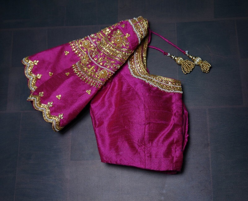 Zardhosi Work blouse - Pattu Saree Blouse -Maggam work blouse - Kundan work blouse - Saree Blouse - Purple Saree Blouse - Purple Blouse