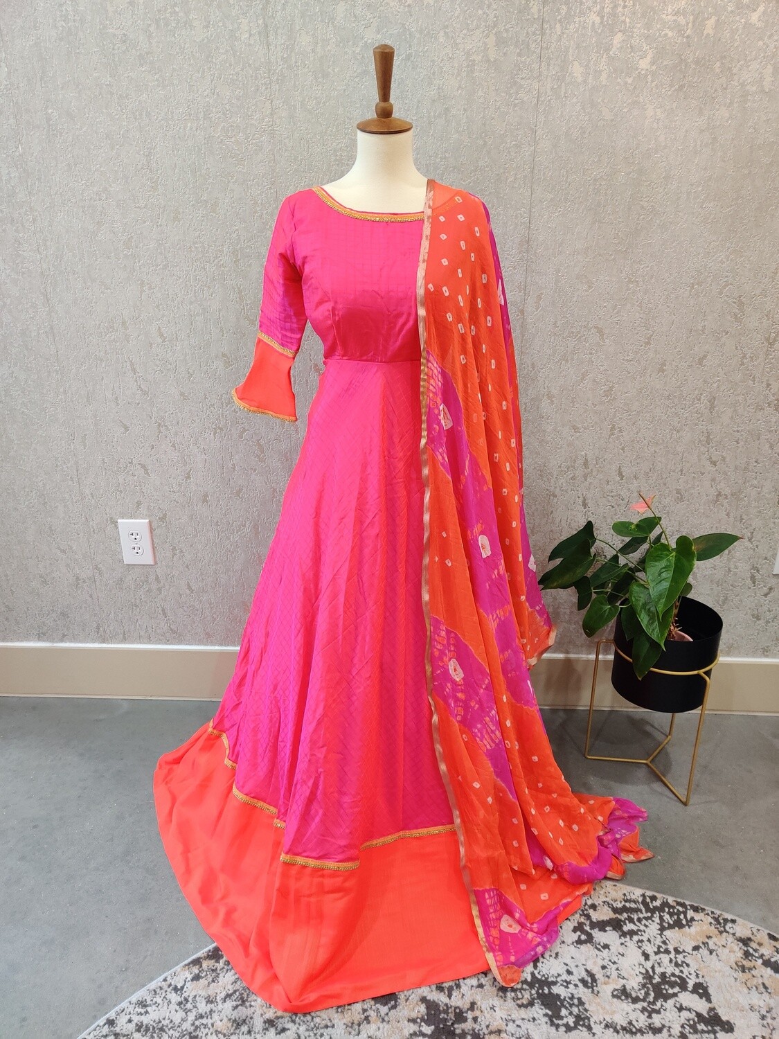 Designer long gown with duppatta