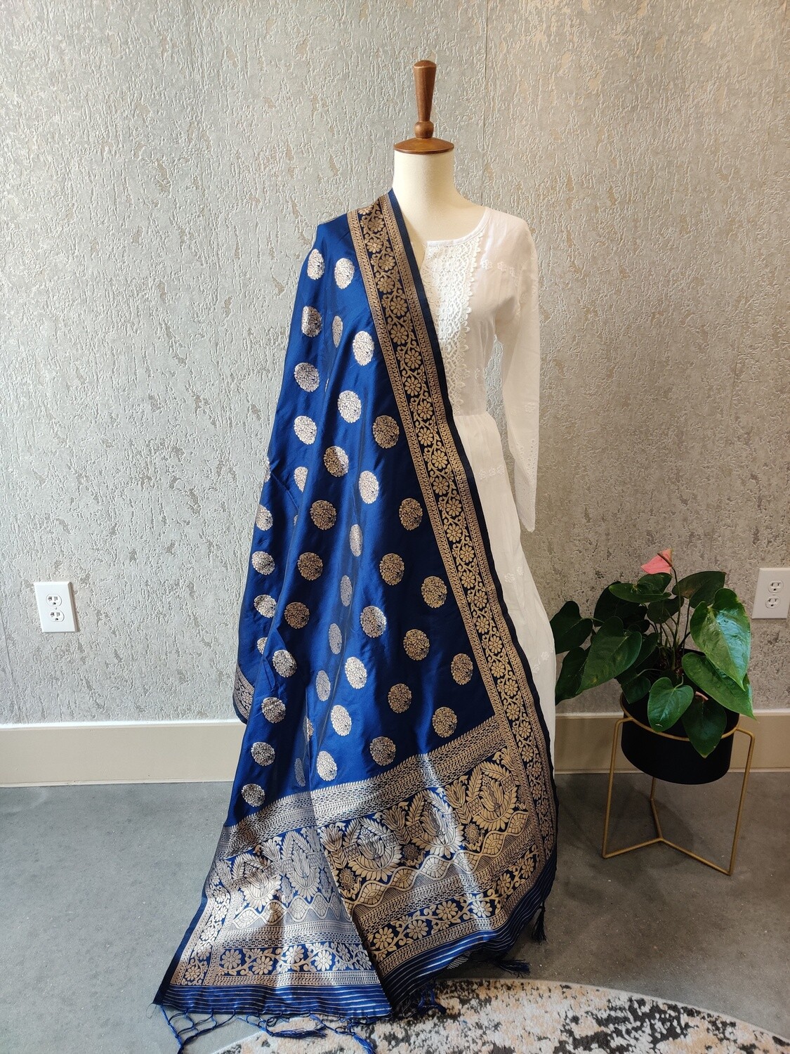 Blue Banarasi Silk Duppatta