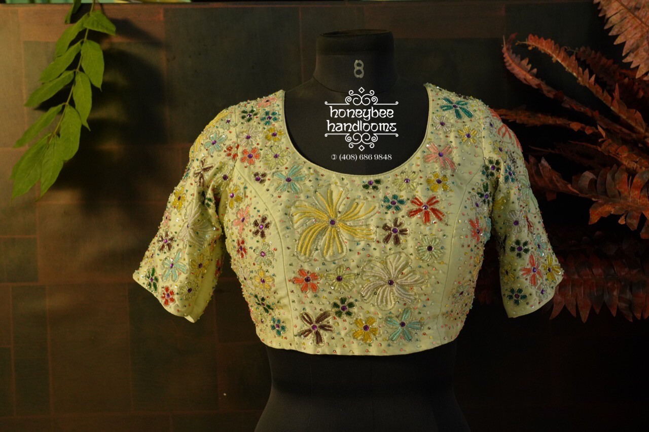 Heavy Work blouse - Pattu Saree Blouse -Maggam work blouse - Paint work blouse - Saree Blouse - Yellow Saree Blouse - Yellow Blouse
