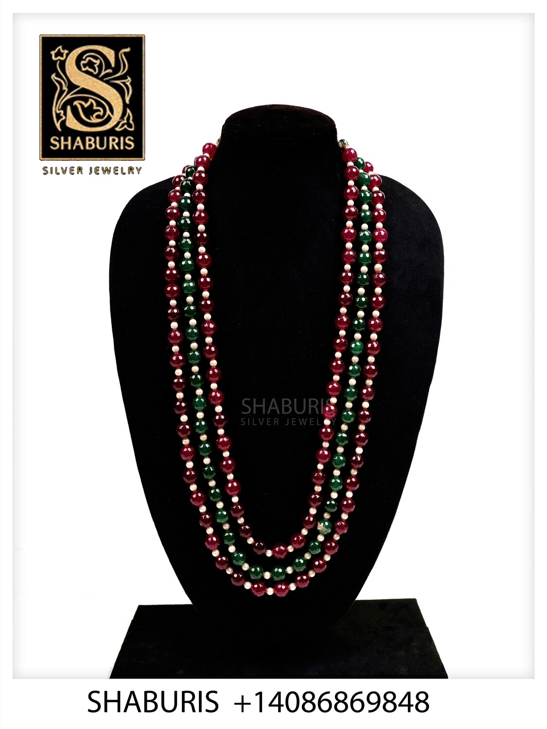Ruby Emerald & South Sea Pearl Necklace