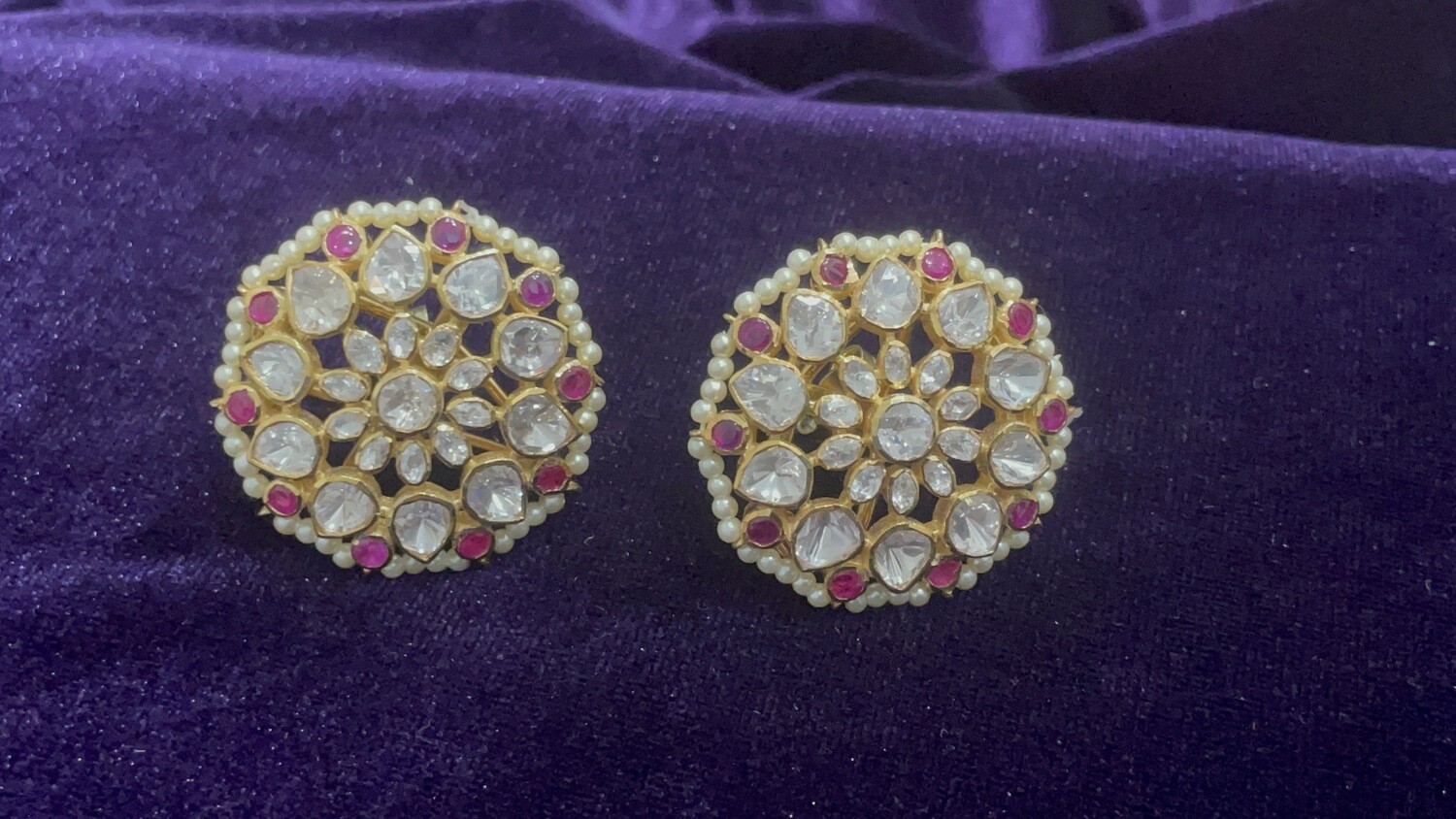 Polki Stud - Silver Jewelry - SHABURIS