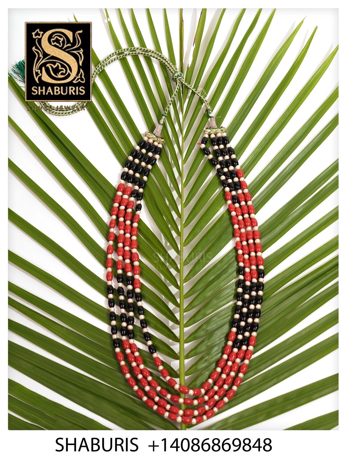 Coral Black Beads & South Sea Pearls