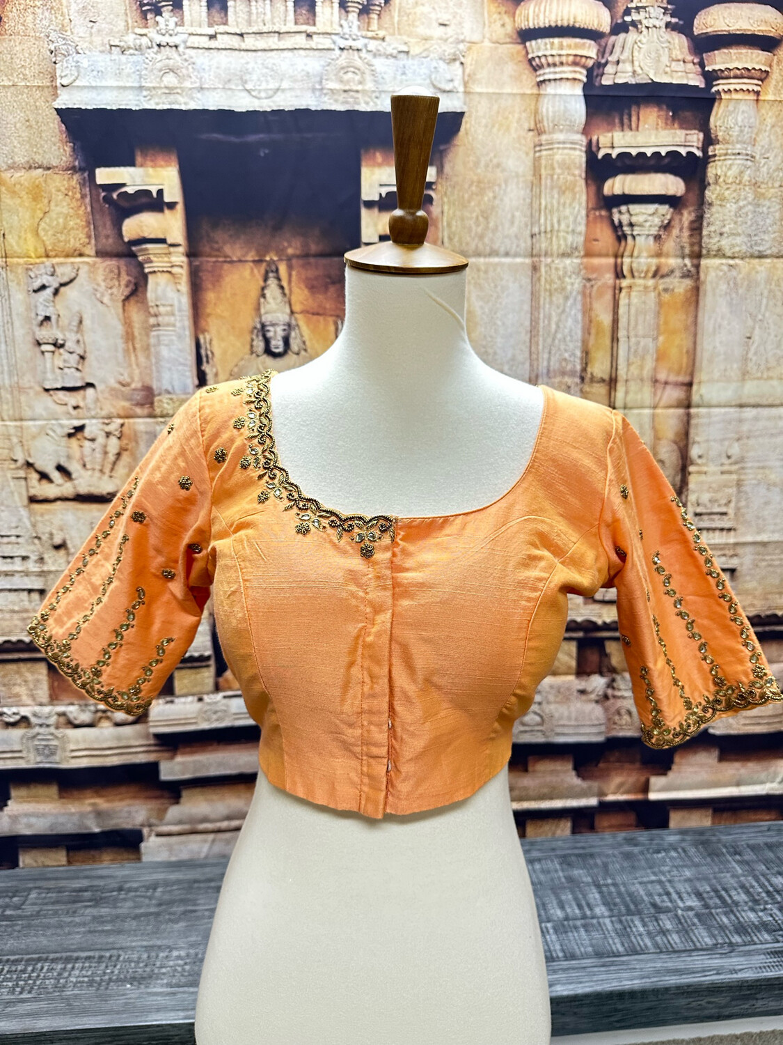 Designer Saree stitched blouse Peach