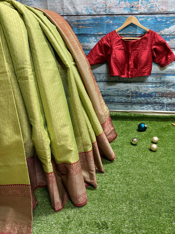 Lyte Weight Pattu Saree blouse -Pattu Blouse -Kubera Pattu Saree blouse -Saree Blouse -Green Saree Blouse -Red Blouse-Silk Saree