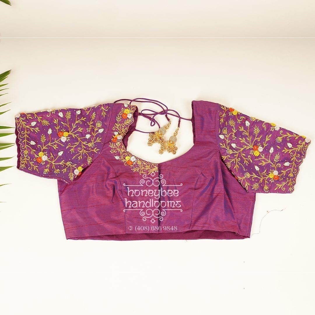 Maggam Work blouse | bridal blouse | Saree Blouse | Blouse | Silk Blouse | Maggamwork blouse | Heavy work blouse Black Blouse | Purple Blouse