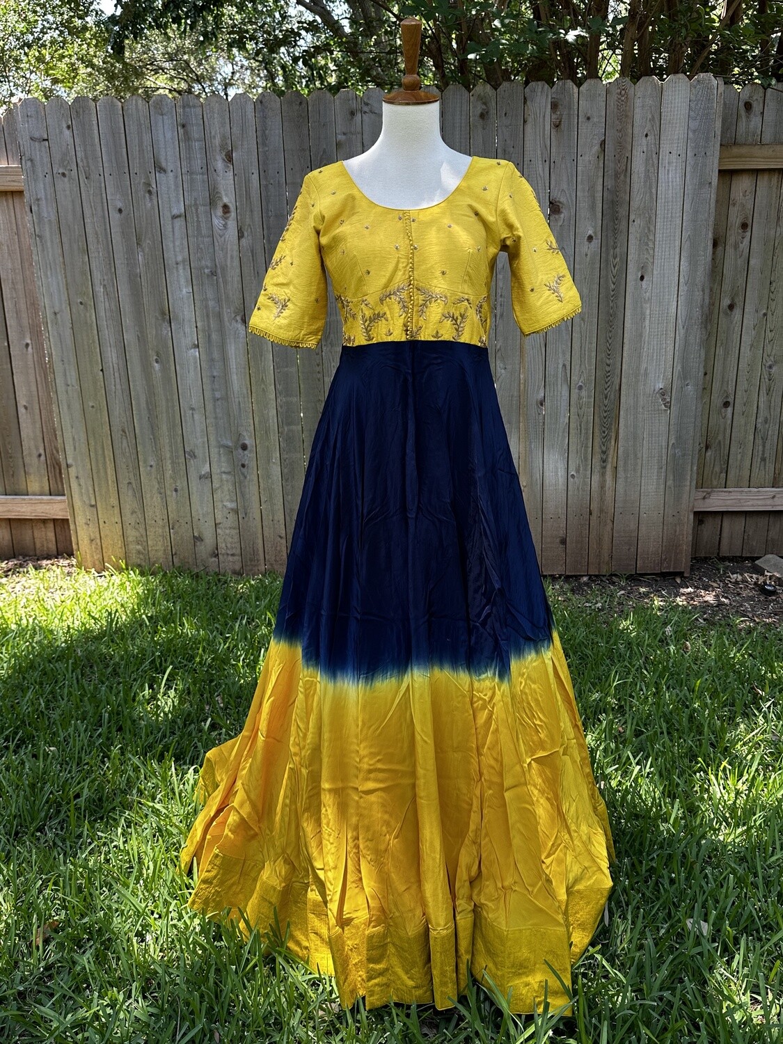 Yellow &amp; Blue party wear dress Cocktail Dress