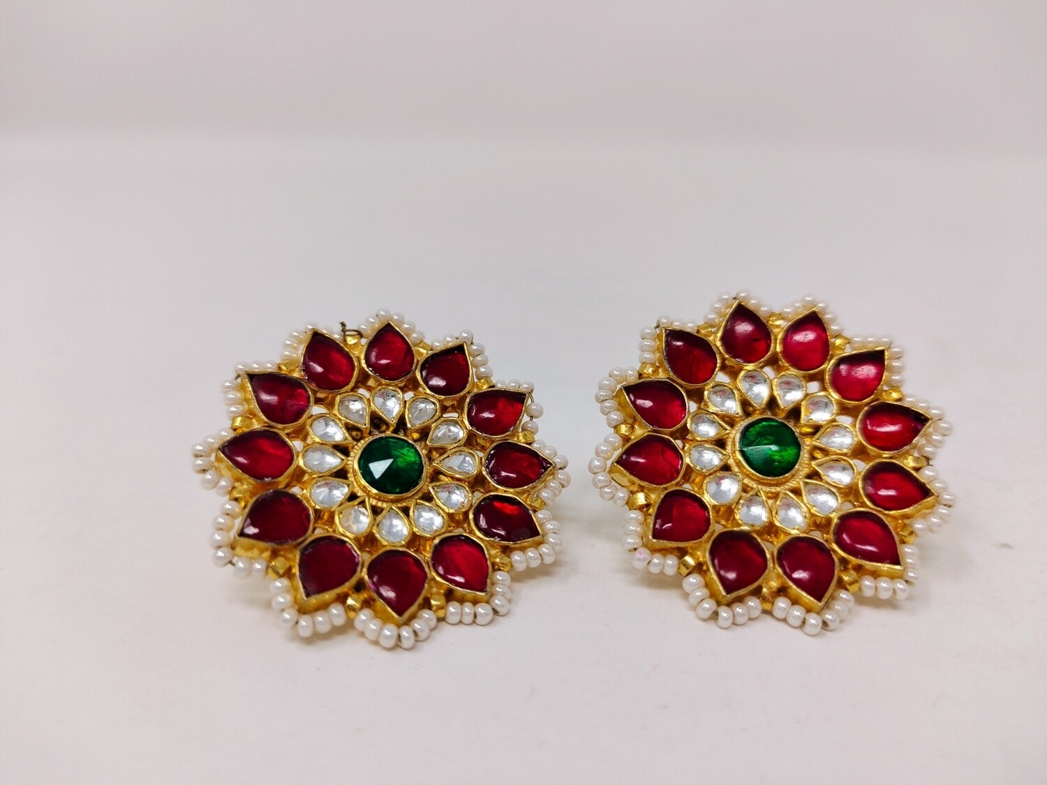 Statement Studs In Ruby &amp; Pearls