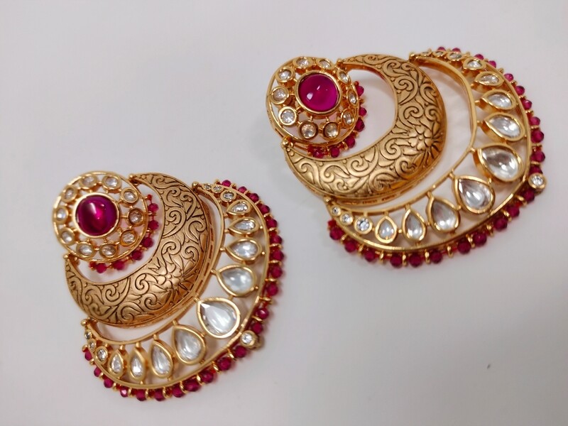 Statement Studs In Ruby & Pearls