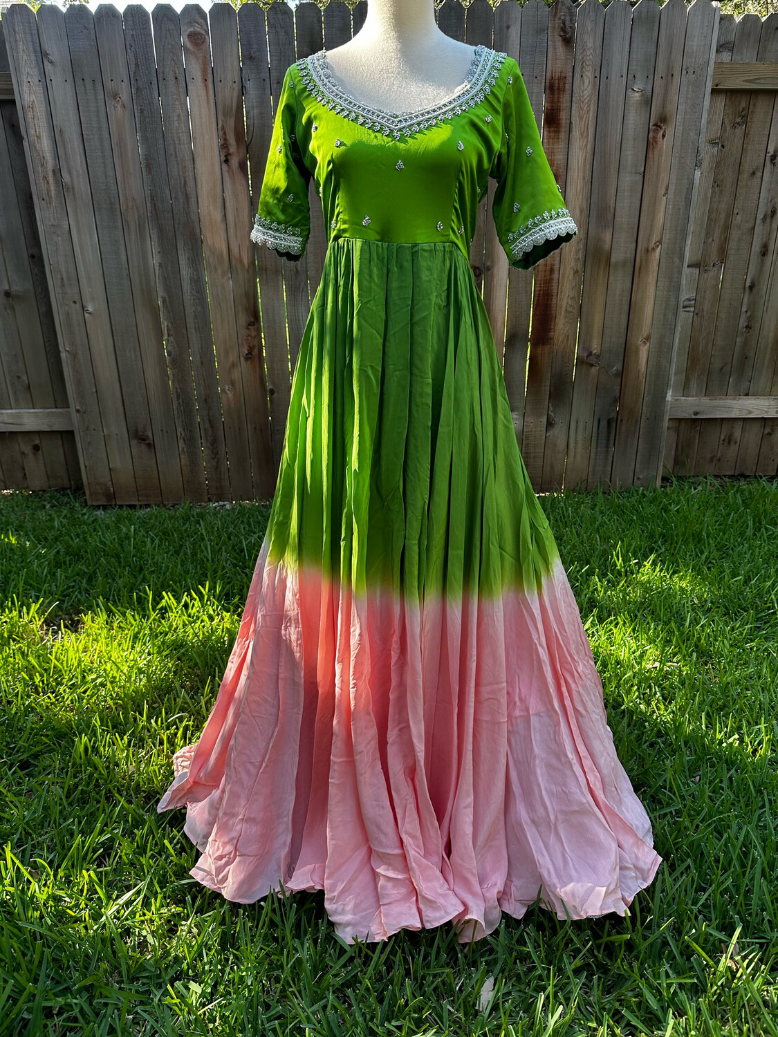 Green &amp; Pink party wear dress Cocktail Dress