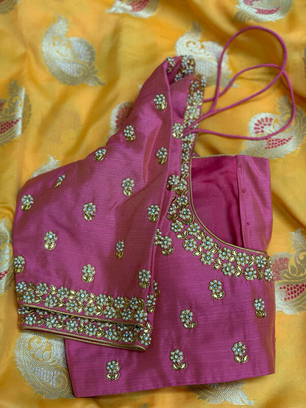 Lyte Weight Pattu Saree With Stitched Blouse - Yellow Saree